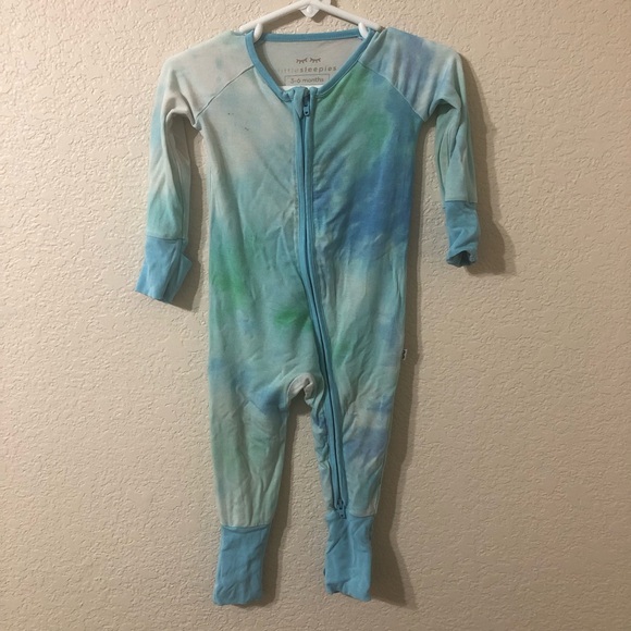 Little Sleepies Tidepool Tie-Dye Zippy Sleeper in Blue & Green - Size 3-6 Months - Picture 1 of 6